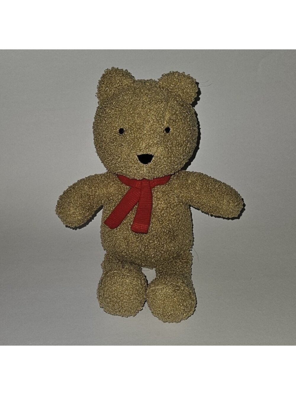 Cloud Island Brown Fuzzy Teddy Bear Plush Red Scarf Sewn Eyes 12" Stuffed Toy